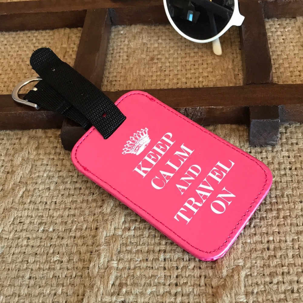 Pink luggage tag travel on.... set of two